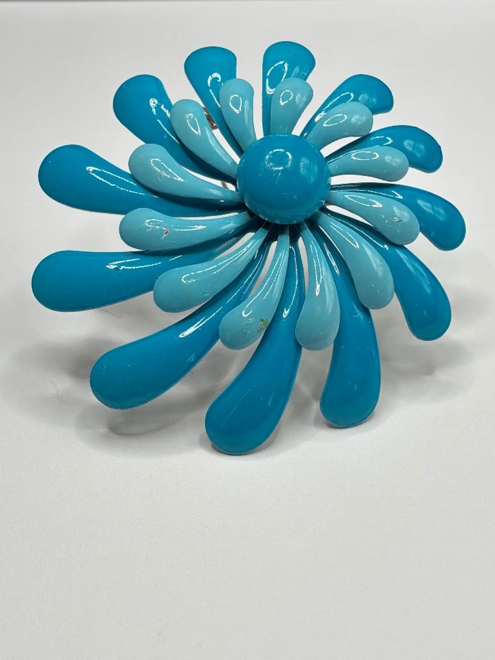 Vintage Enamel Blue Petal Brooch
